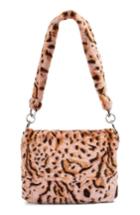 Topshop Teddy Leopard Print Faux Fur Shoulder Bag - Pink
