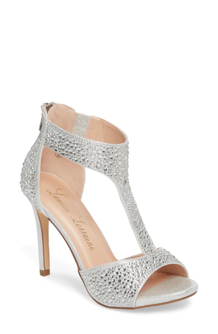 Women's Lauren Lorraine Ina Crystal Embellished Sandal .5 M - Metallic