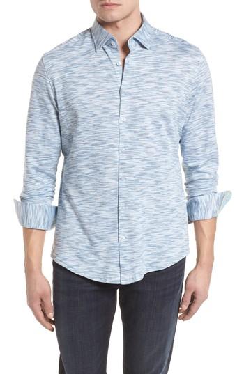 Men's Stone Rose Contemporary Fit Print Sport Shirt (m) - Blue