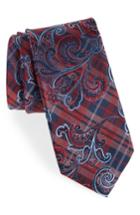 Men's Nordstrom Men's Shop Riscal Plaid Silk Tie, Size - Red