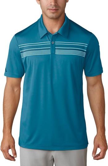 Men's Adidas Chest Stripe Golf Polo, Size - Blue