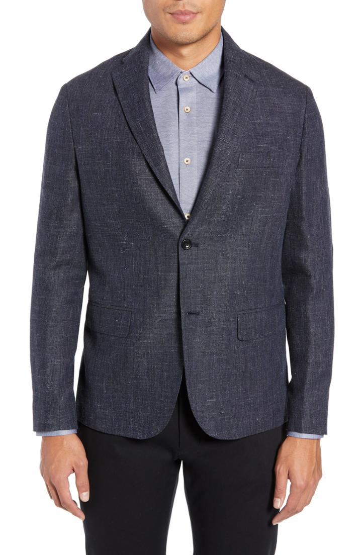 Men's Good Man Brand Slim Fit Unconstructed Wool & Linen Blazer - Blue