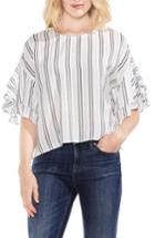 Women's Vince Camuto Tiered Ruffle Sleeve Stripe Blouse, Size - White