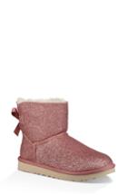 Women's Ugg Mini Bailey Bow Sparkle Genuine Shearling Boot M - Pink