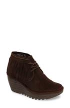 Women's Fly London Yank Fringe Wedge Bootie(women) .5-7us / 37eu - Brown
