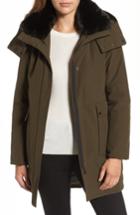 Women's French Connection Hooded Anorak With Detachable Faux Fur Collar - Green