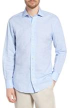 Men's Ledbury Edmunton Slim Fit Linen & Cotton Dress Shirt .5 - Blue
