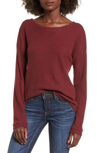 Women's Socialite Waffle Knit Top - Red
