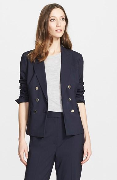 Women's Nordstrom Signature And Caroline Issa Double Breasted Wool Suiting Jacket