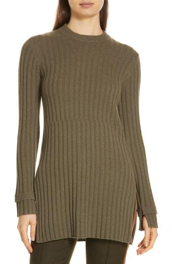 Women's Nordstrom Signature Rib Knit Cashmere Tunic - Green