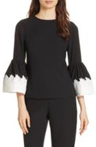 Women's Ted Baker London Lace Trim Fluted Bell Sleeve Blouse - Black