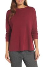Women's Eileen Fisher Mock Neck Box Wool Sweater - Red