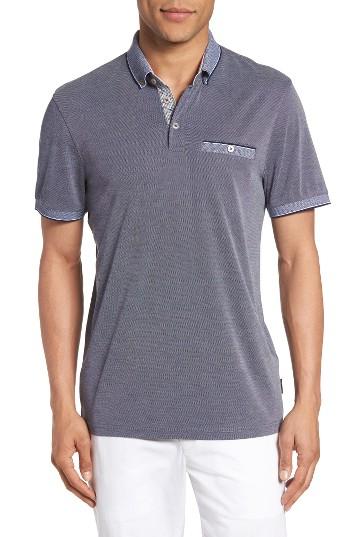 Men's Ted Baker London Shapiro Extra Trim Fit Oxford Polo (s) - Blue