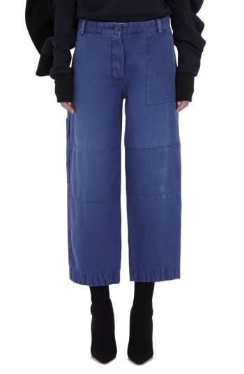 Women's Burberry Crop Workwear Pants - Blue