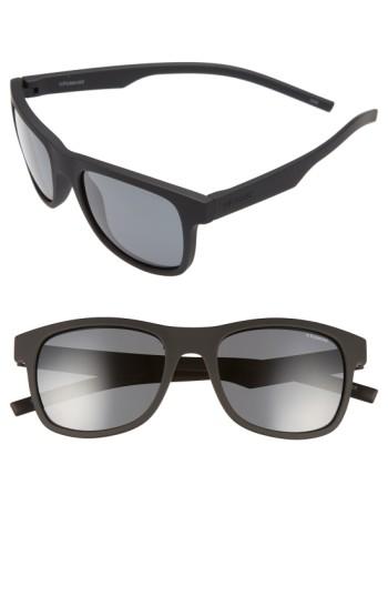 Men's Polaroid 51mm Polarized Retro Sunglasses - Rubber Black
