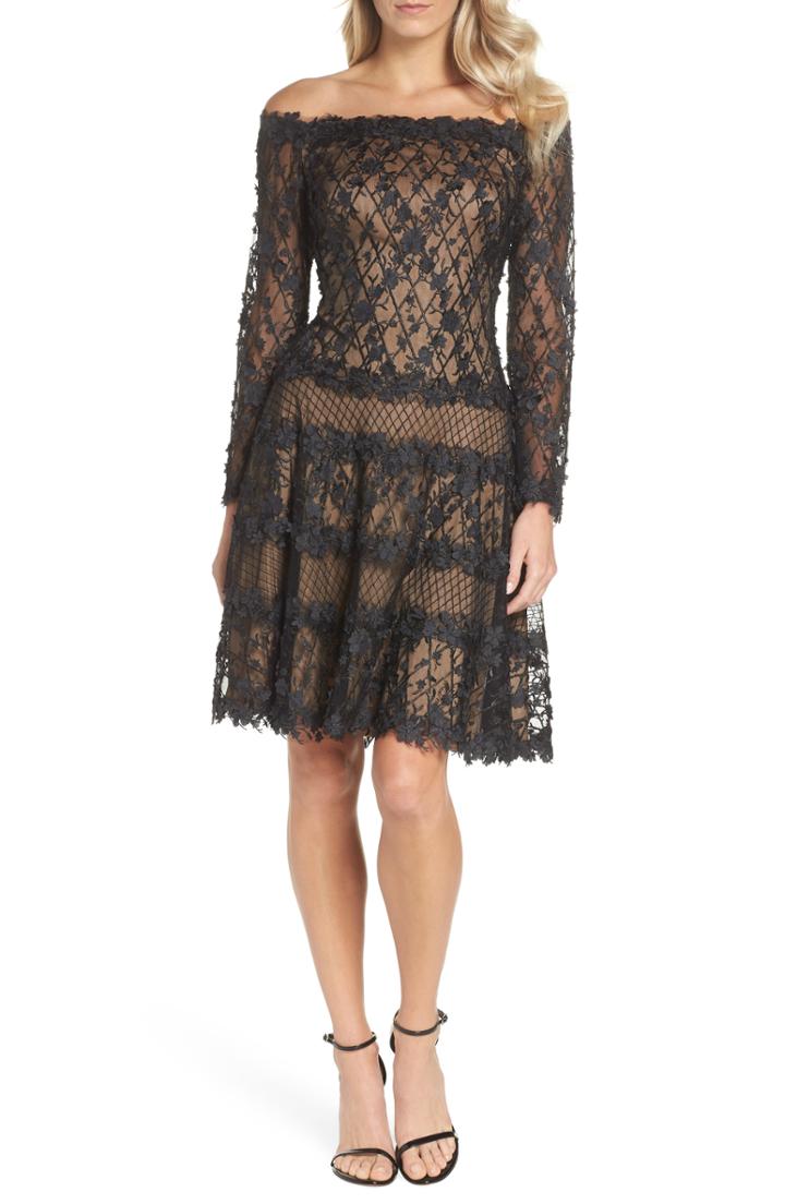 Women's Tadashi Shoji 3d Flower Off The Shoulder Dress