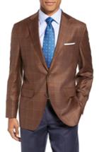 Men's David Donahue Arnold Classic Fit Plaid Wool Sport Coat L - Brown