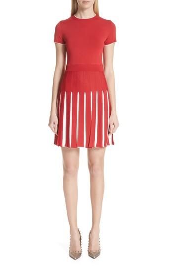 Women's Valentino Bicolor Pleated Minidress - Red