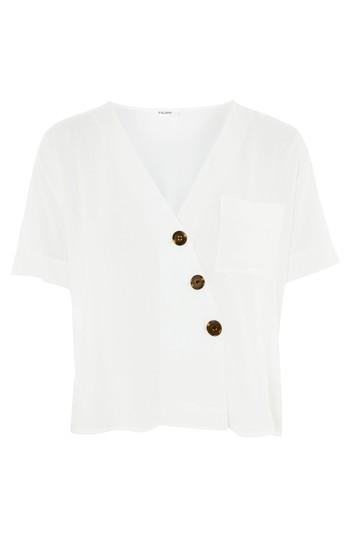 Women's Topshop Asymmetrical Button Top Us (fits Like 14) - Ivory