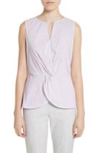 Women's St. John Collection Pinstripe Twist Front Top, Size - Purple