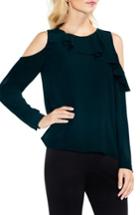Women's Vince Camuto Ruffle Cold Shoulder Top, Size - Green
