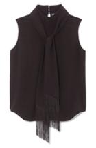 Women's Vince Camuto Fringed Tie Neck Sleeveless Top - Black