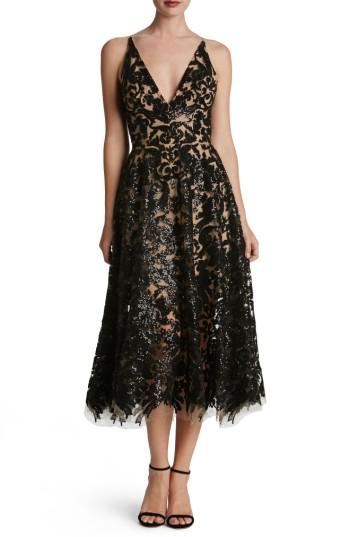 Women's Dress The Population Blair Embellished Fit & Flare Dress - Black