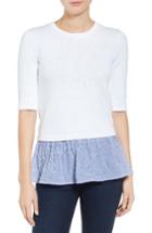 Women's Michael Michael Kors Contrast Hem Cotton Blend Sweater
