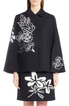 Women's Fendi Floral Embroidered Wool & Silk Cape