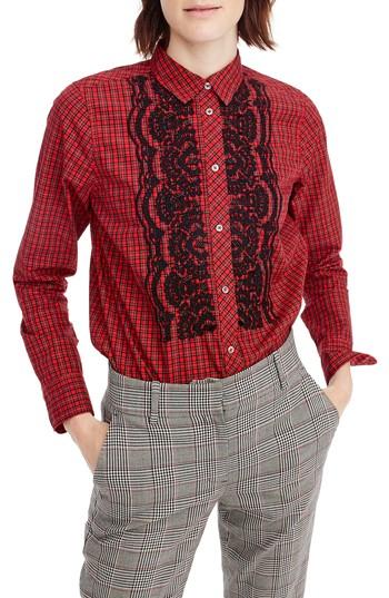 Women's J.crew Embellished Plaid Boy Shirt