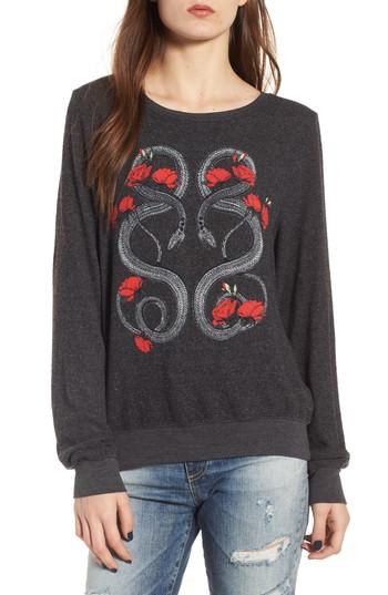 Women's Dream Scene Red Snakes Sweatshirt, Size - Black