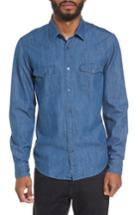 Men's Boss Lance Regular Fit Two-pocket Denim Sport Shirt, Size - Blue