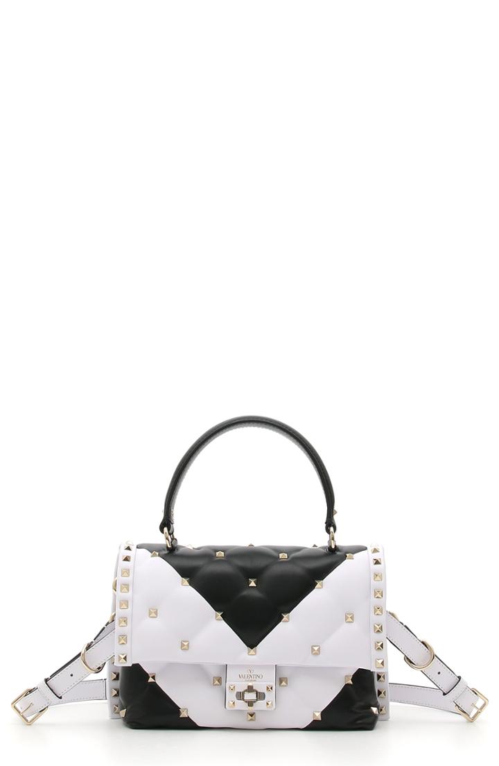 Valentino Garavani Bicolor Candystud Lambskin Top Handle Satchel -