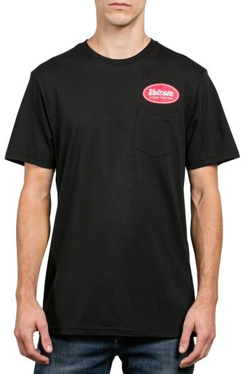 Men's Volcom Foundry Logo Graphic Pocket T-shirt, Size - Black