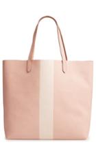 Madewell Paint Stripe Transport Leather Tote - Pink