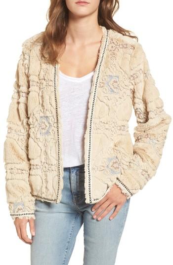 Women's Bnci Embossed Faux Fur Cardigan - Ivory