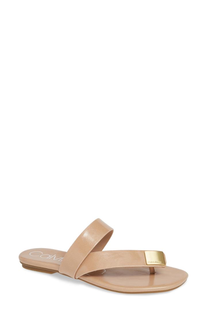 Women's Calvin Klein Saurin Thong Sandal M - Beige