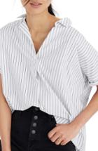 Women's Madewell Courier Stripe Play Button Back Top, Size - White