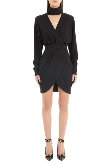Women's Versace First Line Faux Wrap Dress Us / 40 It - Black