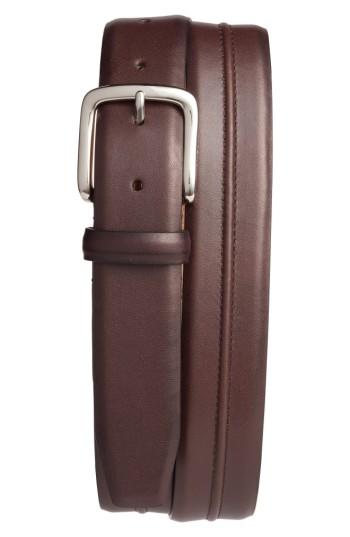 Men's Cole Haan Pinched Seam Leather Belt - Chestnut