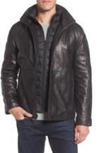 Men's Marc New York Leather Jacket With Quilted Insert, Size - Black
