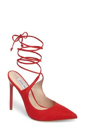 Women's Steve Madden Raven Ankle Wrap Pump M - Red
