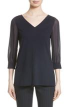 Women's Lafayette 148 New York Chiffon Sleeve Punto Milano Top
