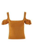 Women's Topshop Ruffle Cold Shoulder Knit Top Us (fits Like 0) - Yellow