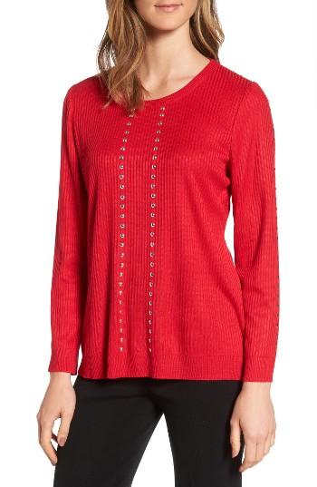Women's Ming Wang Studded Top - Red