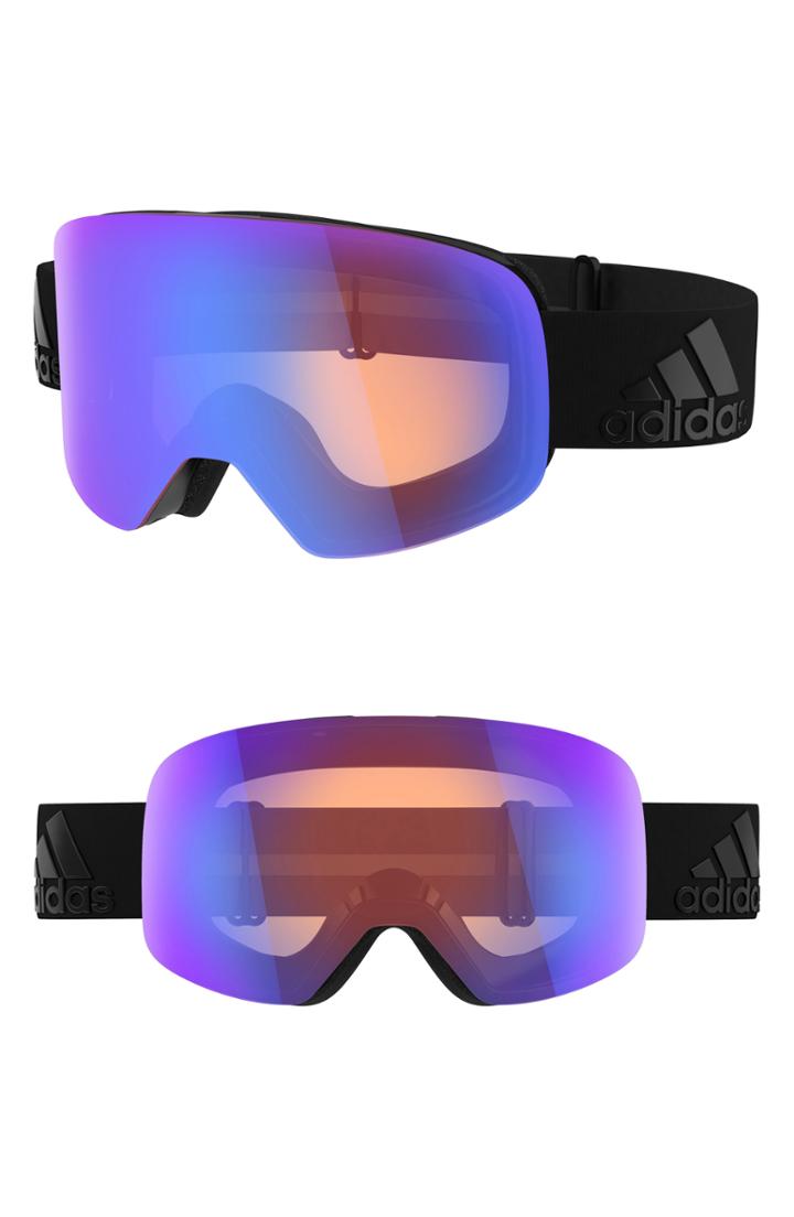 Women's Adidas Backland Spherical Mirrored Snowsports Goggles - Black Matte/ Red Blue