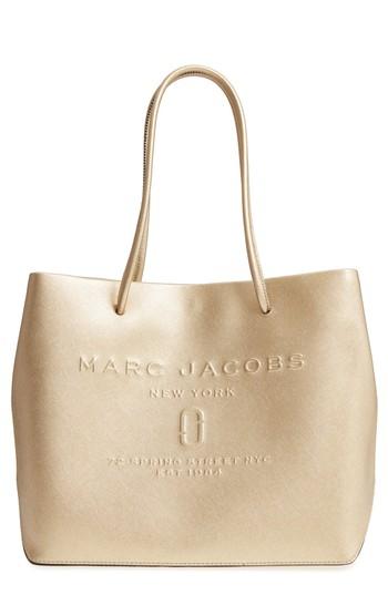 Marc Jacobs Leather Logo Shopper Tote - Metallic