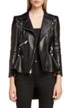Women's Alexander Mcqueen Paneled Peplum Hem Leather Biker Jacket Us / 38 It - Black