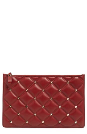 Valentino Garavani Large Candystud Leather Pouch - Red