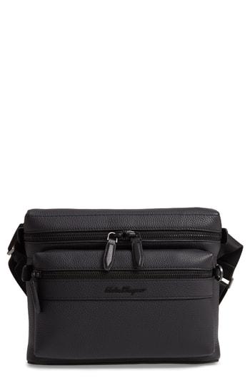 Men's Salvatore Ferragamo Firenze Leather Shoulder Bag - Black